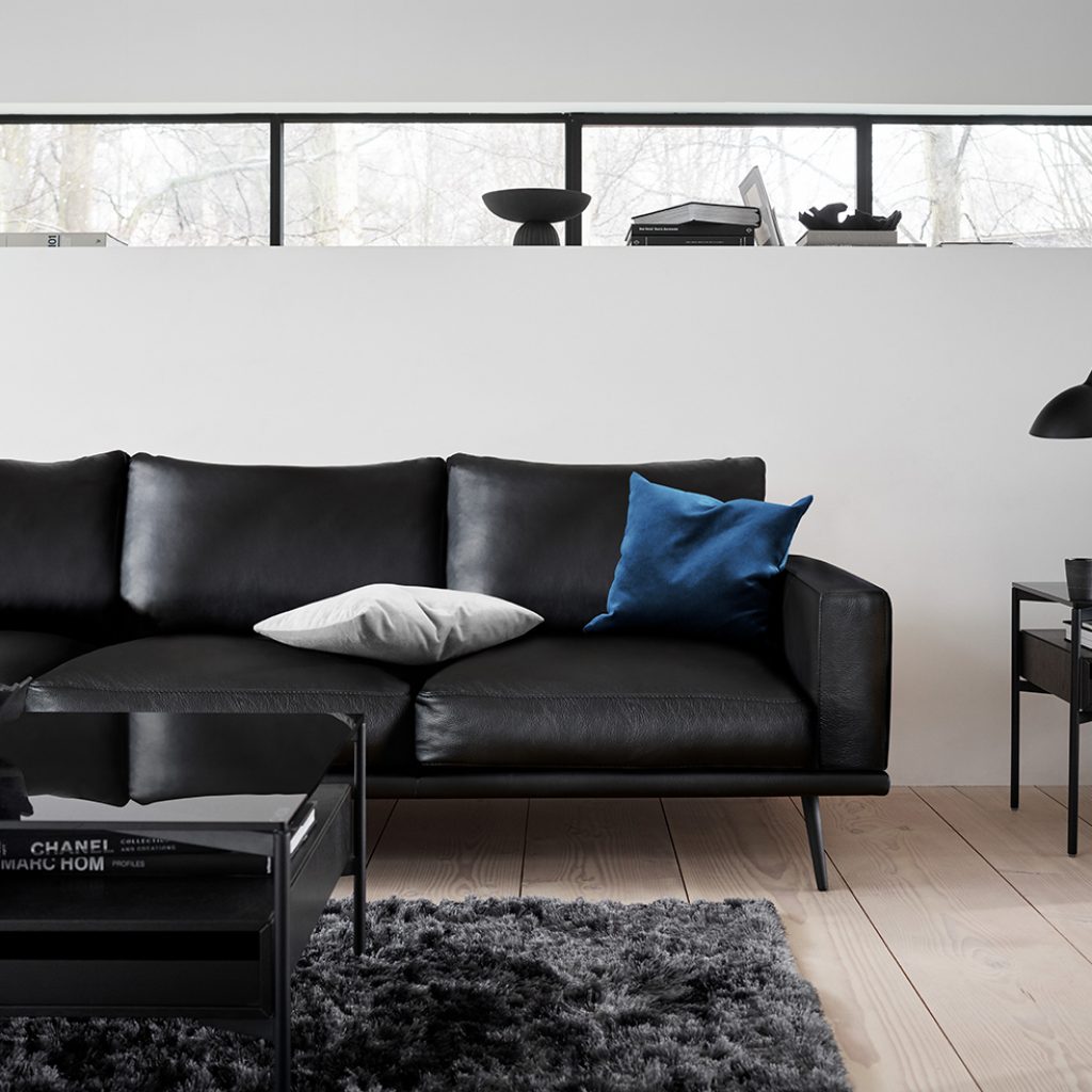 carlton black leather sofa